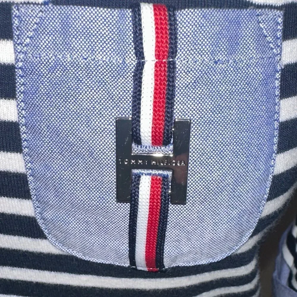 Tommy Hilfiger Navy Striped Women's Top with Pocket Detail Size S/P
